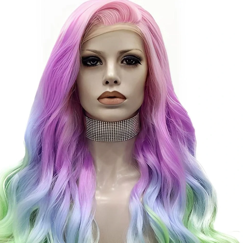 - 💜 24”  RAINBOW 🌈 UNICORN 🦄 BODY WAVY LACE FRONT WIG *NEW*